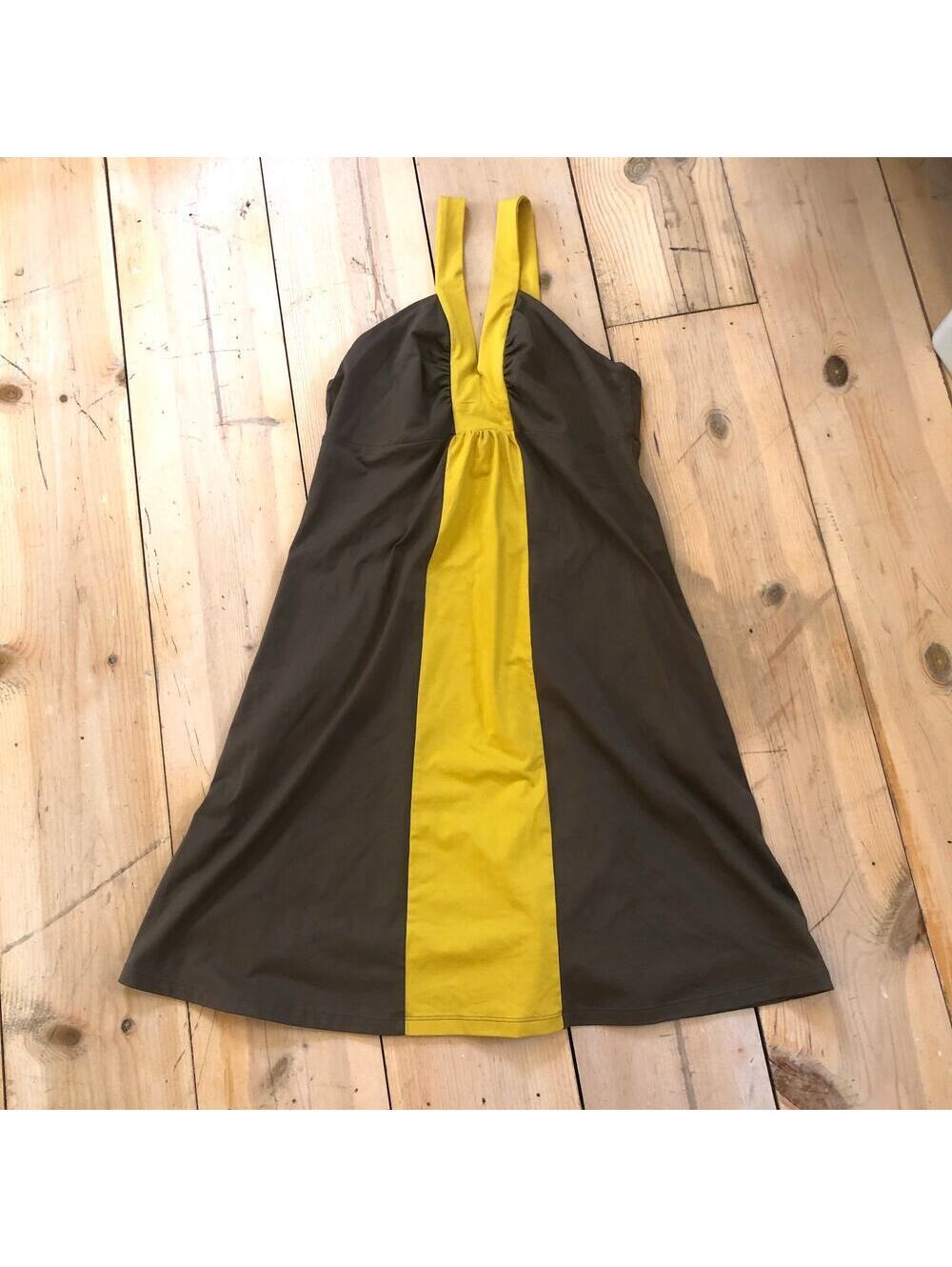 Patagonia Womens EUC Brown Yellow Corinne Colorblock Activewear Dress L